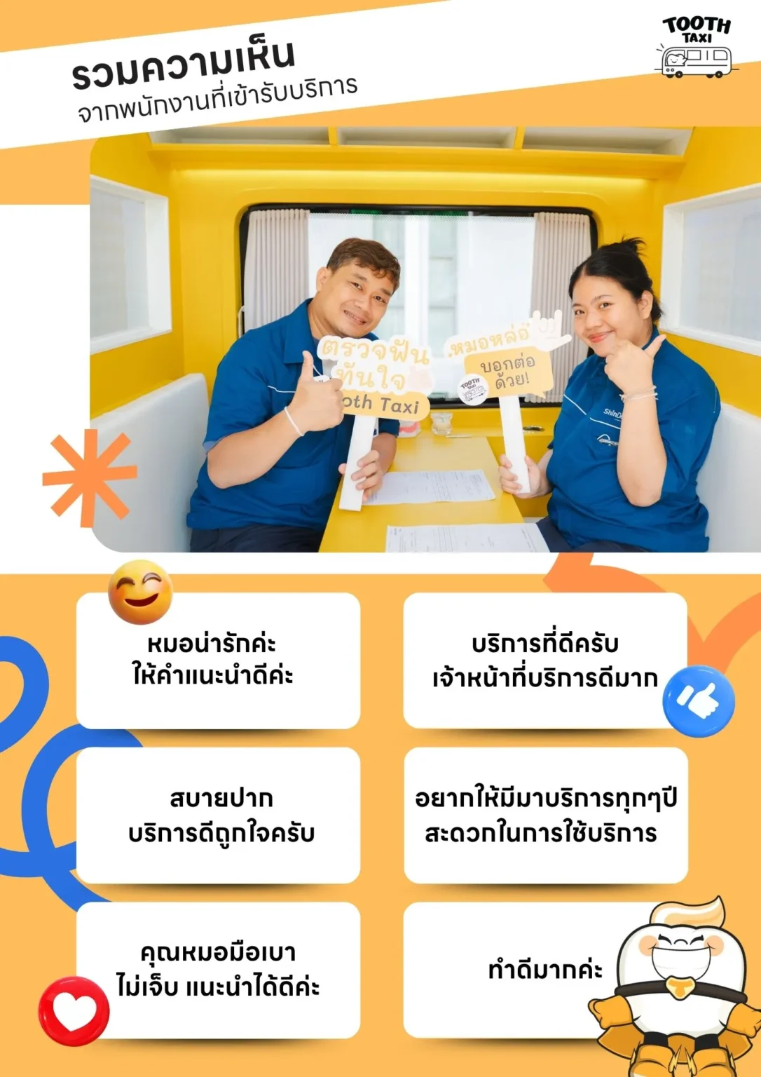 ความคิดเห็นจากผู้ใช้บริการ Tooth Taxi ที่ Shindengen